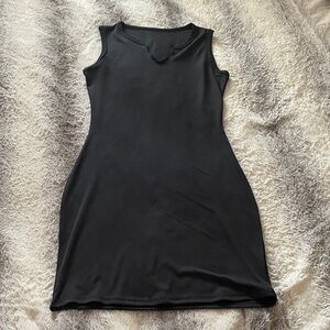 4/$30 Classic Sleeveless Black Ribbed Tank Dress